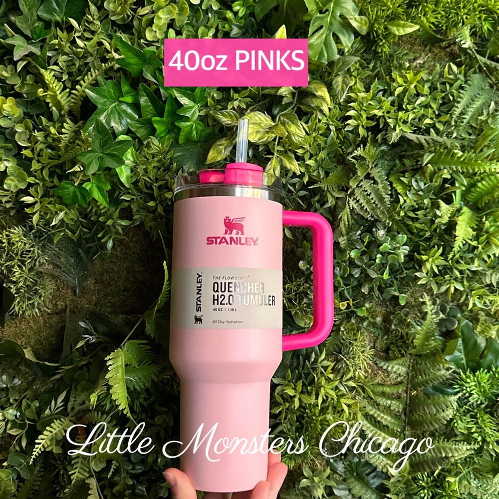 Authentic 40oz PINK FLAMINGO stanley quencher, NWT, labels on mug